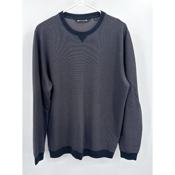 Travis Mathew Sweatshirt Mens Large Gray Black Pullover Crew Neck Long Sleeve - Picture 1 of 5